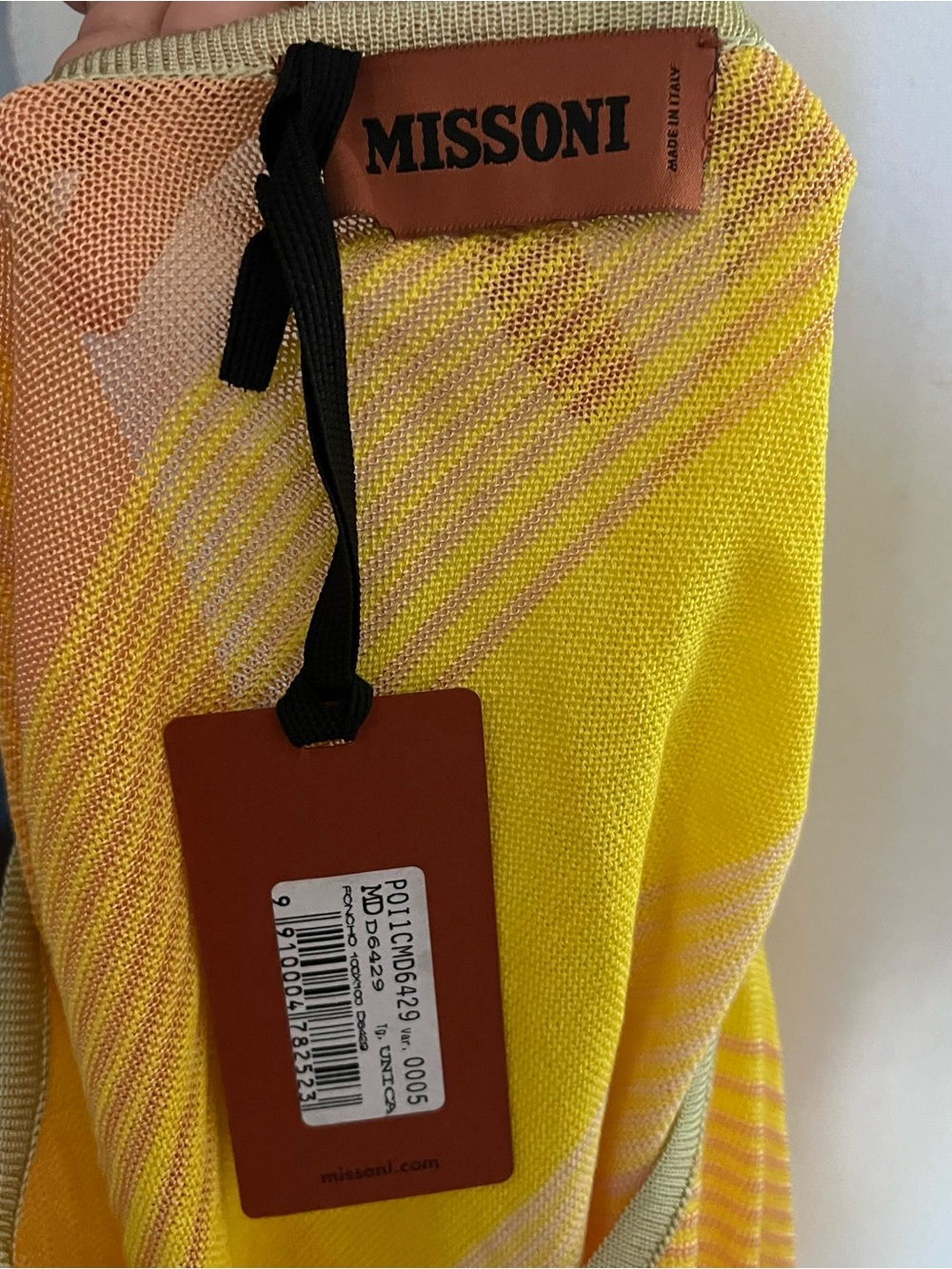 Missoni Colorblock Asymmetrical Poncho Top NWT Cotton Viscose Blend OS - Picture 4 of 5